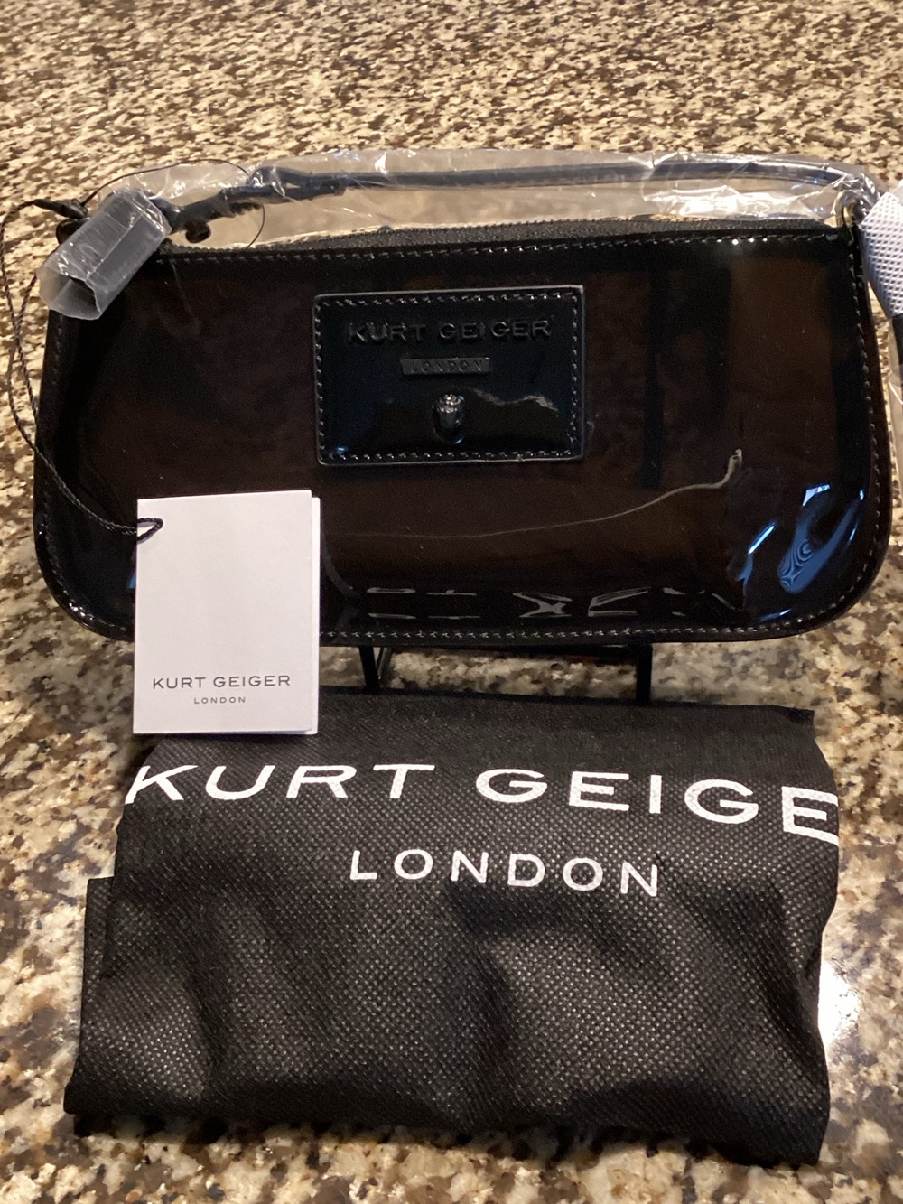 Kurt Geiger Black Patent Leather  Shoulder  Bag